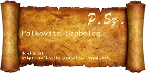 Palkovits Szabolcs névjegykártya